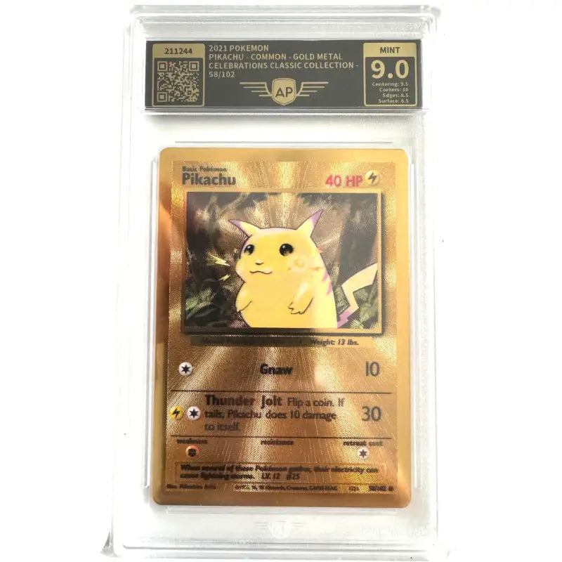 Pikachu Goldkarte AP 9.0 kaufen – Goldene Pokemon Karte 58/102 | TradingToys - 1
