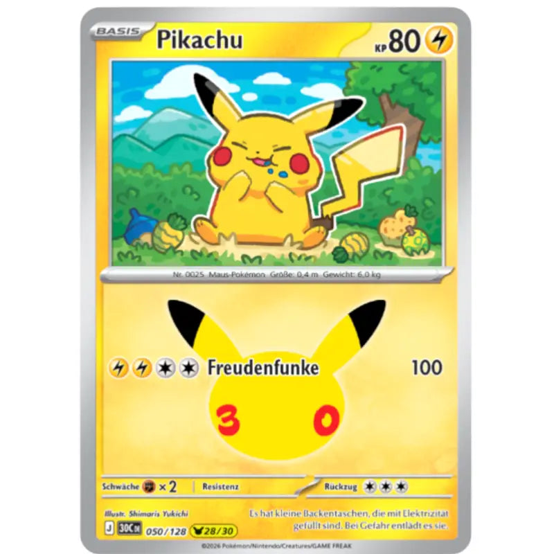 Pikachu J 30CDE 050/128 | Pokémon 30 Jahre Sammelkartenspiel - 1