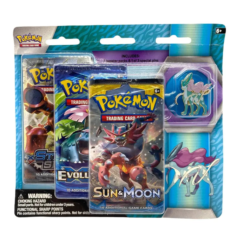 Pokemon Karten 3er Pack Pin Blister Suicune X & Y Evolution - 1