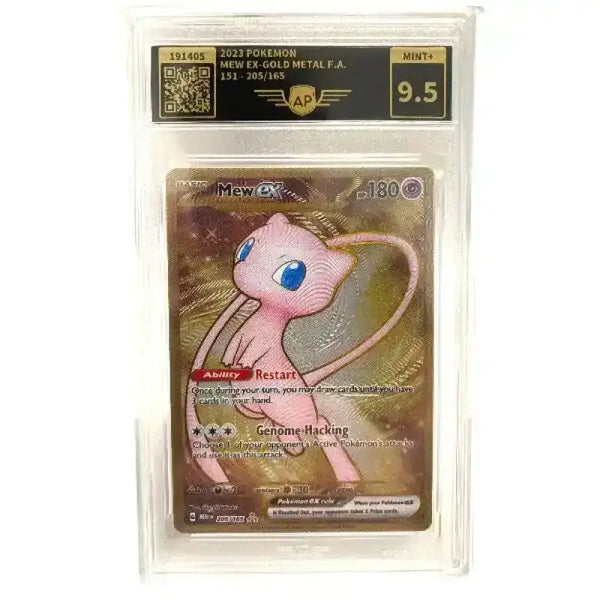 Goldene Pokémon Karte Mew ex 205/165 AP 9.5 Gegradet – Metall Gold EN - TradingToys.de 1