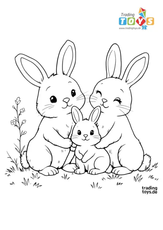 Ausmalbild Hasenfamilie Ostern – Kostenlos Ausdrucken | Süße Malvorlage Kinder Muttertag - 1