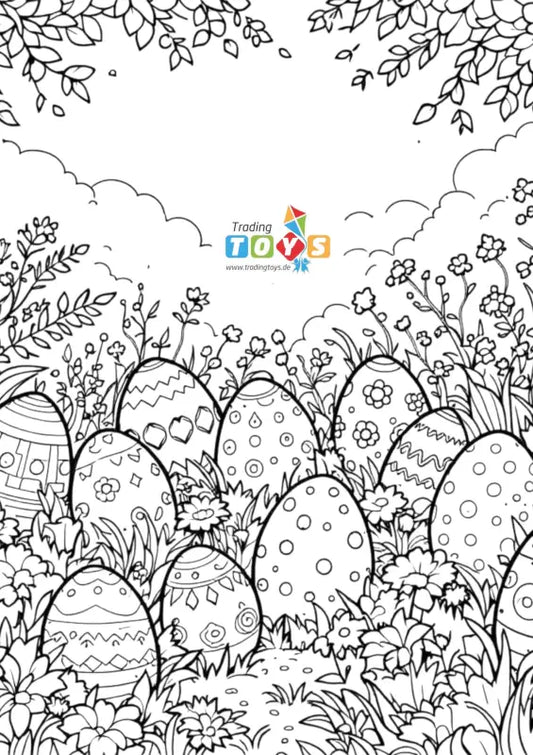 Ausmalbild Ostereier Färben – Kostenlos Ausdrucken | Malvorlage Erwachsene - TradingToys.de 1