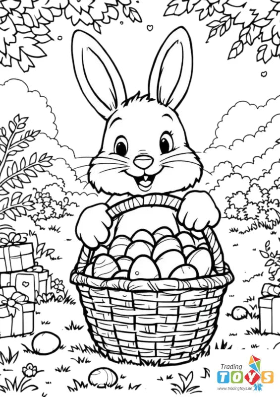 Ausmalbild Osterhase kostenlos ausdrucken – Oster-Malvorlage Kinder PDF | TradingToys.de - 1
