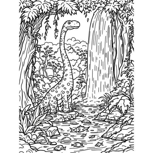 Dino Ausmalbild Langhals Dinosaurier - kostenlos - 1