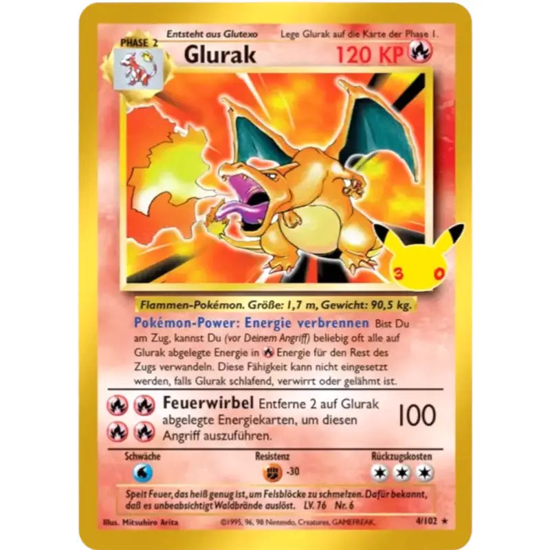 Glurak 4/102 Pokémon Sammelkartenspiel 30 Jahre kaufen - 1