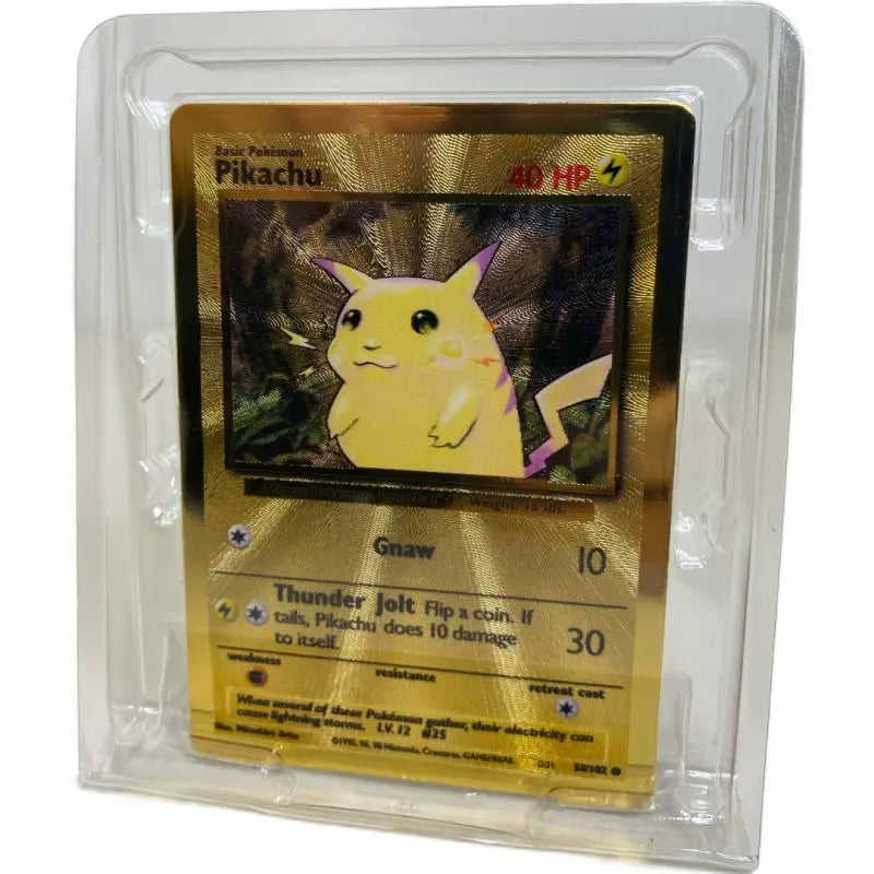 Goldene Pokemon Karte Pikachu Gold Metall 58/102 ENGLISCH - TradingToys.de 2
