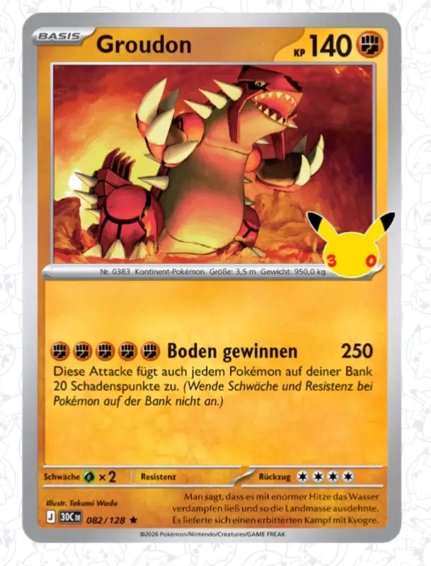 Groudon J 30CDE 082/128 | Pokémon 30 Jahre Sammelkarte - 1