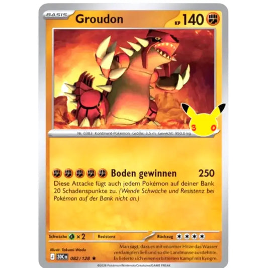 Groudon J 30CDE 082/128 | Pokémon 30 Jahre Sammelkarte - 1