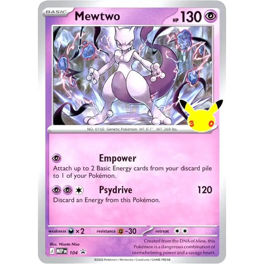Mewtwo MEP 104 Pokémon 30th Promo Karte Englisch - 1