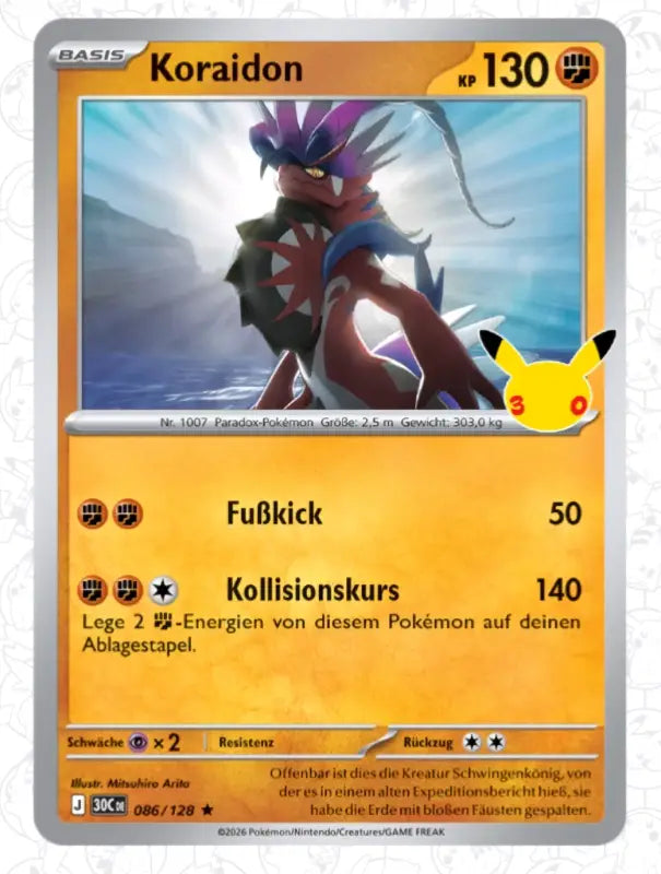 Koraidon J 30CDE 086/128 | Pokémon 30 Jahre Sammelkarte - 1