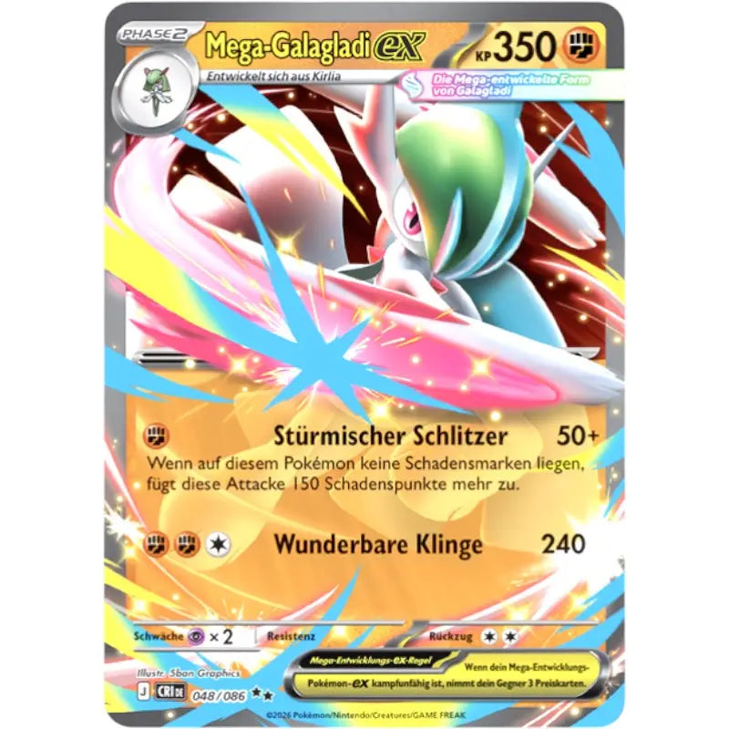 Mega-Galagladi-ex CRI DE 048/086 Double Rare Pokémon Wachsendes Chaos - 1