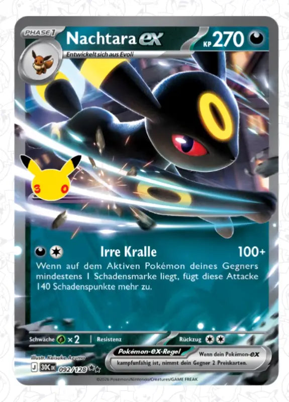 Nachtara ex J 30CDE 092/128 | Pokémon 30 Jahre Sammelkarte - 1