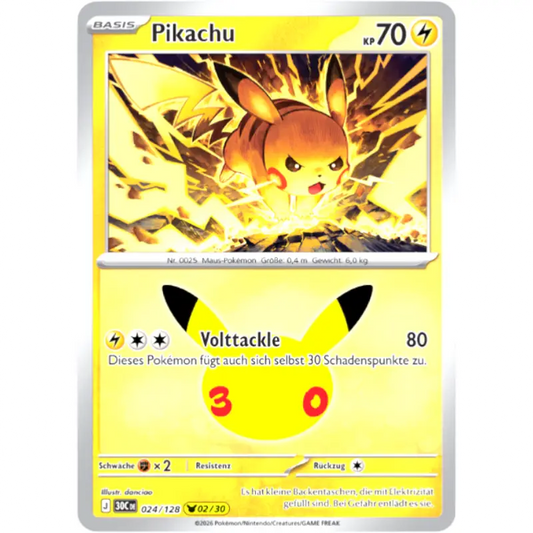 Pikachu J 30CDE 024/128 | Pokémon 30 Jahre Sammelkartenspiel - 1