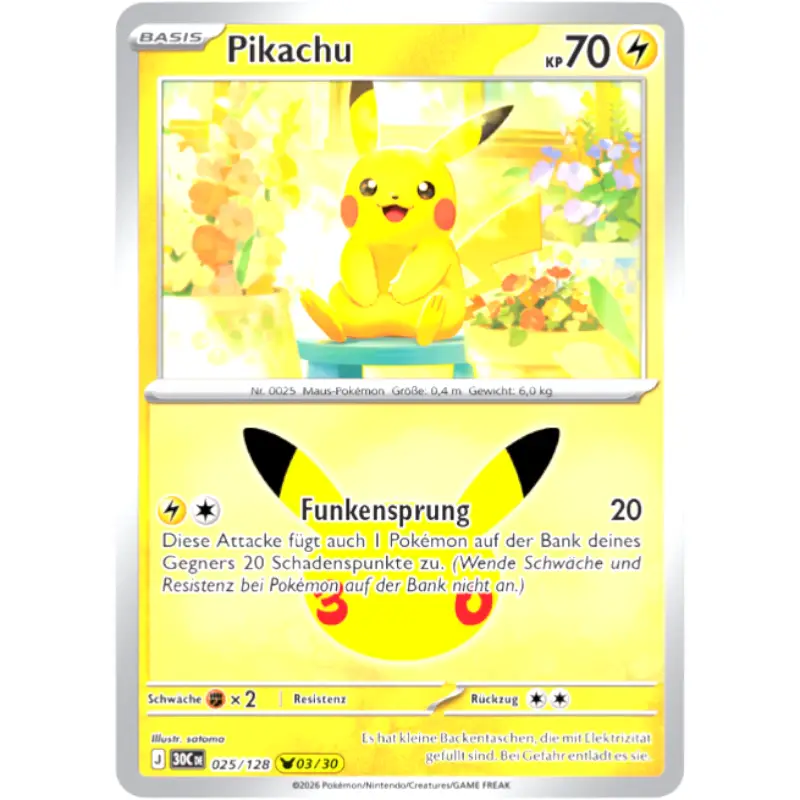 Pikachu J 30CDE 025/128 | Pokémon 30 Jahre Sammelkartenspiel - 1