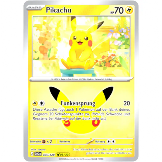 Pikachu J 30CDE 025/128 | Pokémon 30 Jahre Sammelkartenspiel - 1