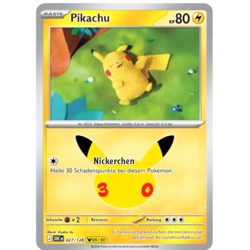 Pikachu J 30CDE 027/128 | Pokémon 30 Jahre Sammelkartenspiel - 1