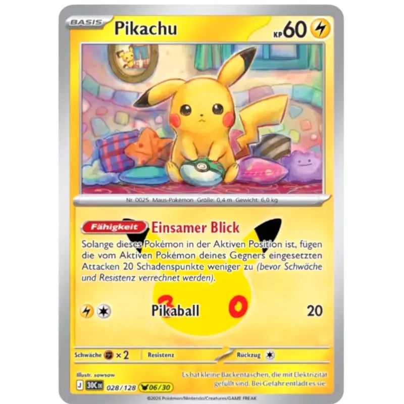 Pikachu J 30CDE 028/128 | Pokémon 30 Jahre Sammelkartenspiel - 1