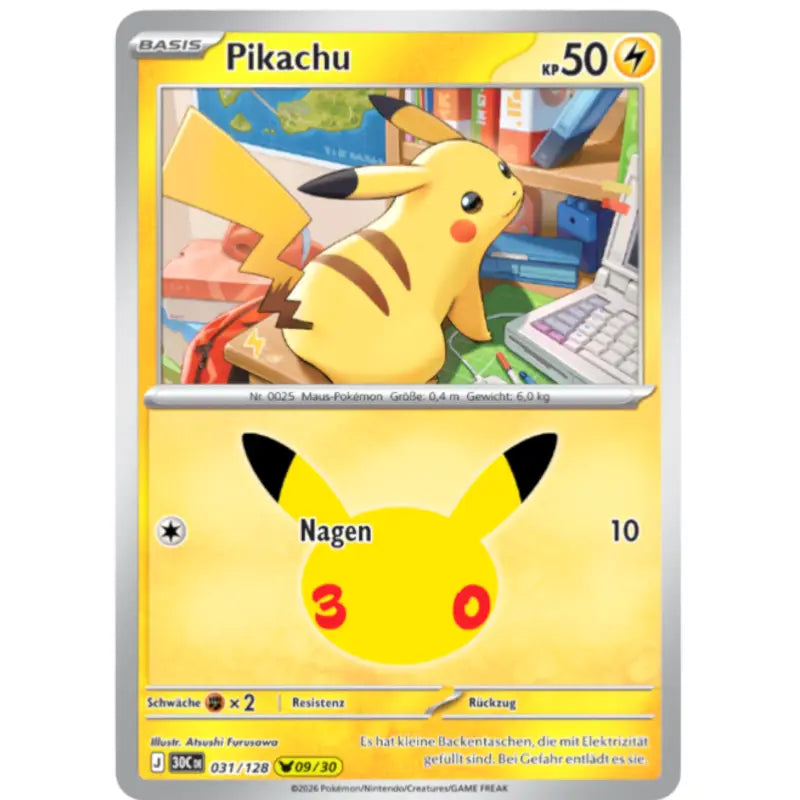 Pikachu J 30CDE 031/128 | Pokémon 30 Jahre Sammelkartenspiel - 1