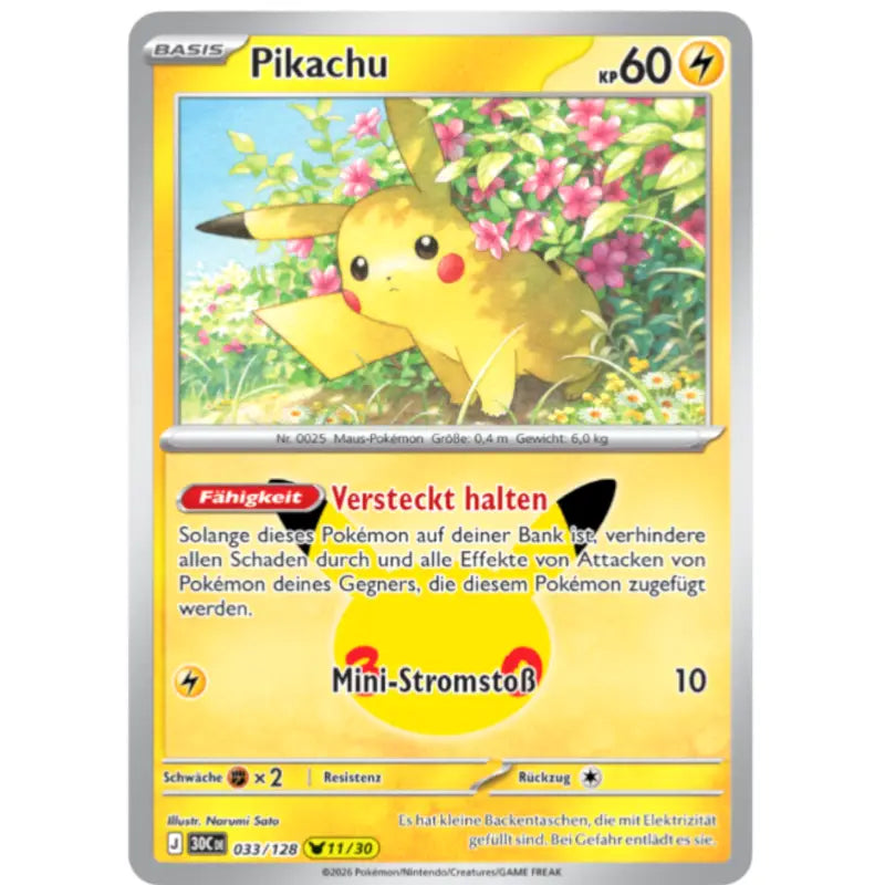 Pikachu J 30CDE 033/128 | Pokémon 30 Jahre Sammelkartenspiel - 1