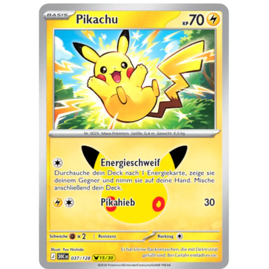 Pikachu J 30CDE 037/128 | Pokémon 30 Jahre Sammelkartenspiel - 1