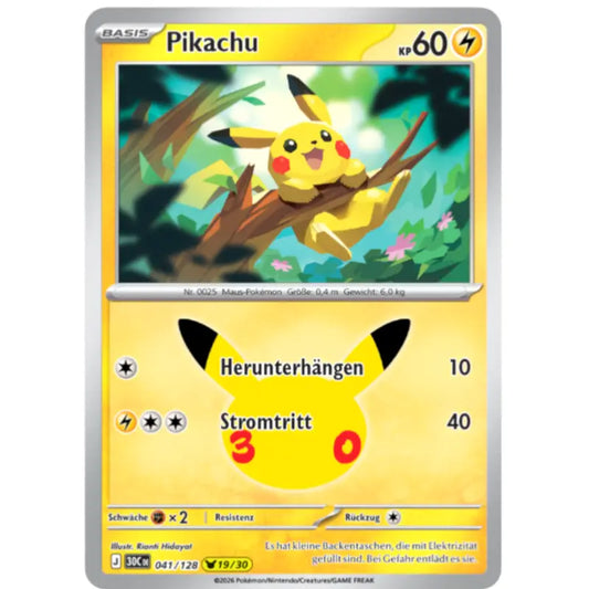 Pikachu J 30CDE 041/128 | Pokémon 30 Jahre - 1