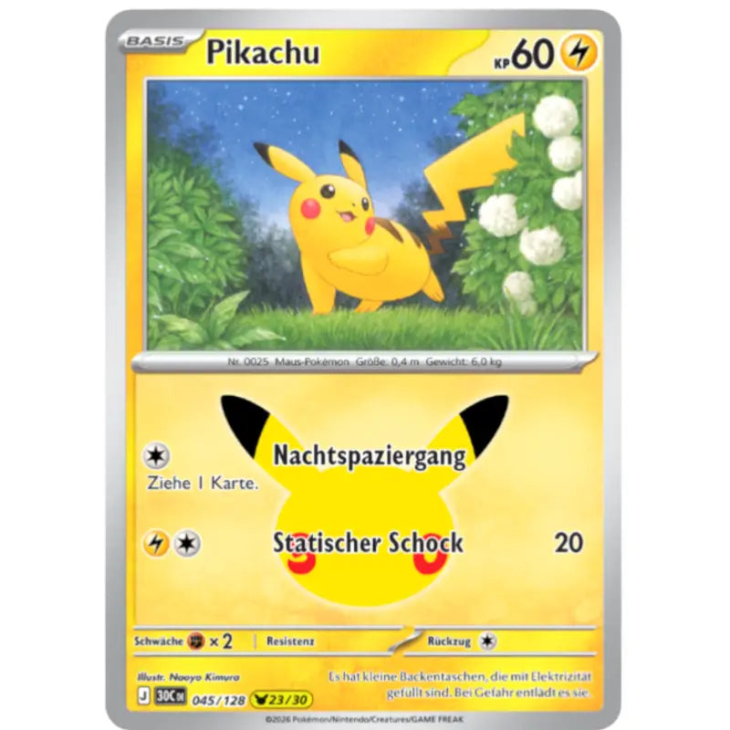 Pikachu J 30CDE 045/128 | Pokémon 30 Jahre Sammelkartenspiel - 1