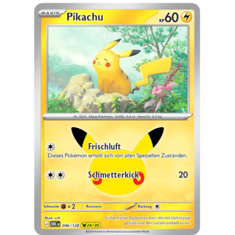Pikachu J 30CDE 046/128 | Pokémon 30 Jahre Sammelkartenspiel - 1