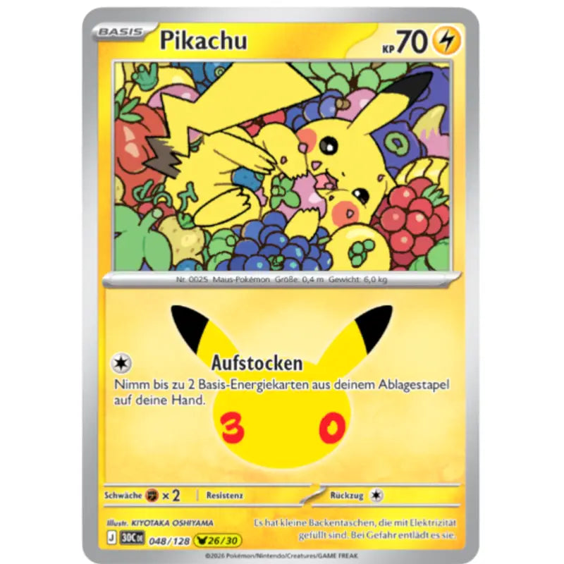 Pikachu J 30CDE 048/128 | Pokémon 30 Jahre Sammelkartenspiel - 1