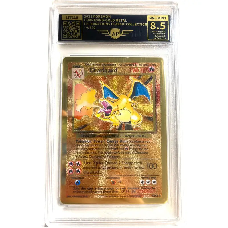 Pokemon Karte gegradet| Charizard Gold🔥| 8.5 NM-Mint 4/102 - 1