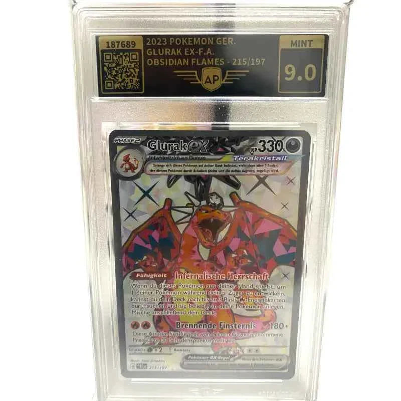 Pokemon Karte Glurak ex 9.0 Mint AP Grading - 1