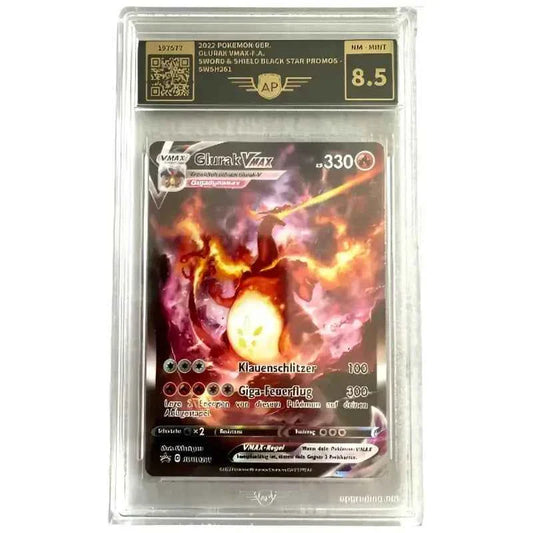 Pokemon Karte Glurak VMax 8.5 AP Grading Deutsch - 1