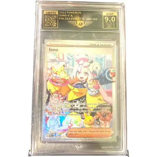 Pokemon Karte Iono 🔥| 9.0 Mint AP Grading 269/193 Englisch - 1