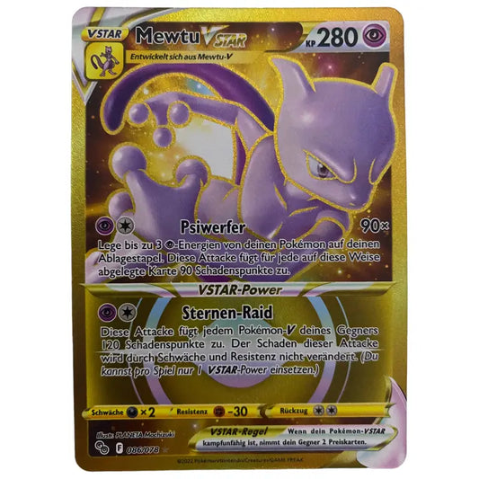 Pokemon Karte Mewtu VStar Gold ⭐ Secret Rare 086/078 - 1