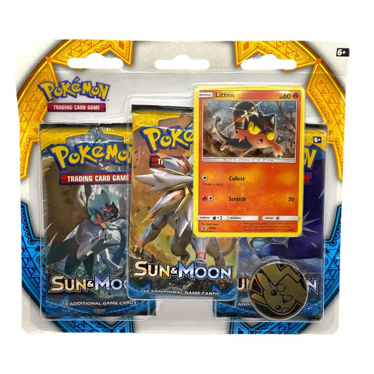Pokemon Karten 3er Pack Booster Sun & Moon Litten Englisch - 1