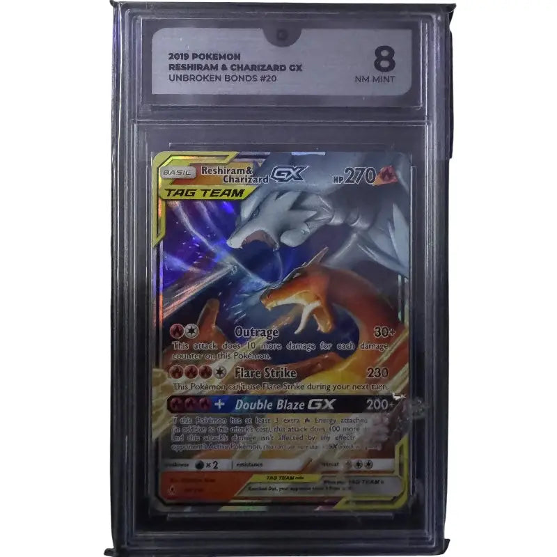 Pokémon Reshiram & Charizard GX GlobalGrading 8.0 Unbroken Bonds - 1