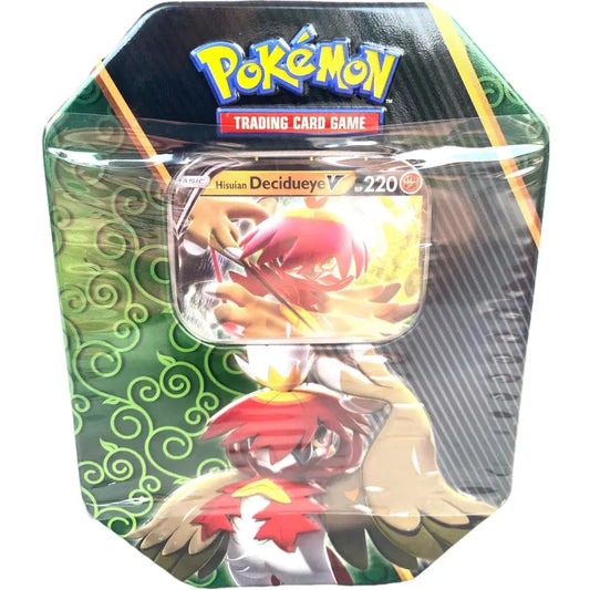 Pokémon Tin Box Decidueye V mit 4 Boosterpacks Englisch - 1