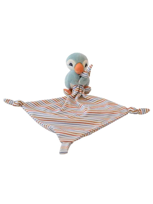 Schnuffeltuch-Baby Schmusetuch erster Papageientaucher blau - 1