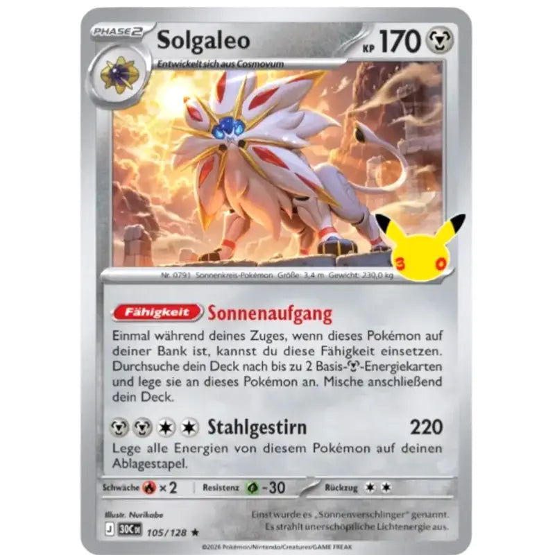 Solgaleo J 30CDE 105/128 | Pokémon 30 Jahre Sammelkarte - 1