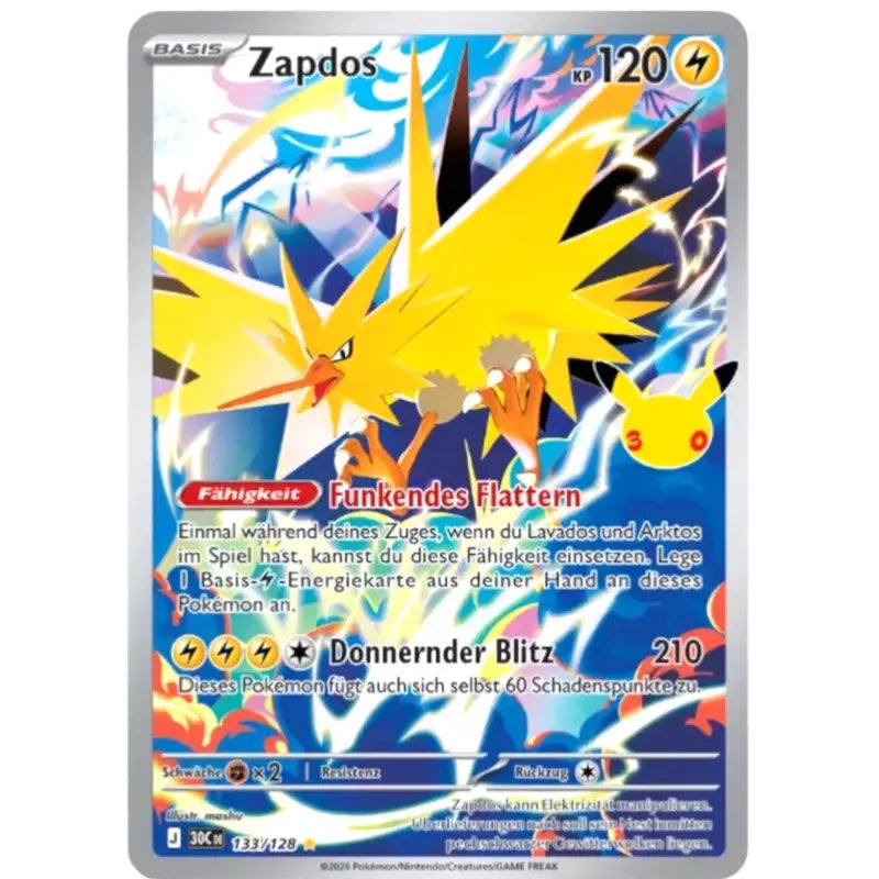 Zapdos 133/128 Pokémon Sammelkartenspiel 30 Jahre kaufen - 1